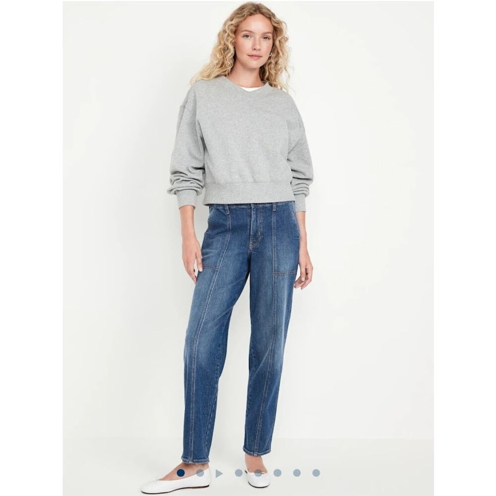 J. crew High-waisted loose utility jeans elastic waist womens 27 medium wash